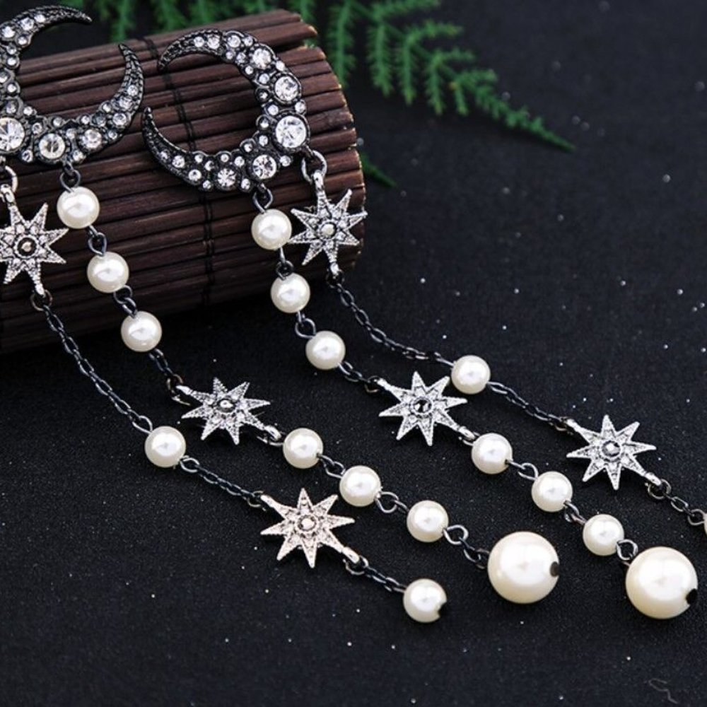 Star Moon Tassel Drop  Betsey Johnson Earrings